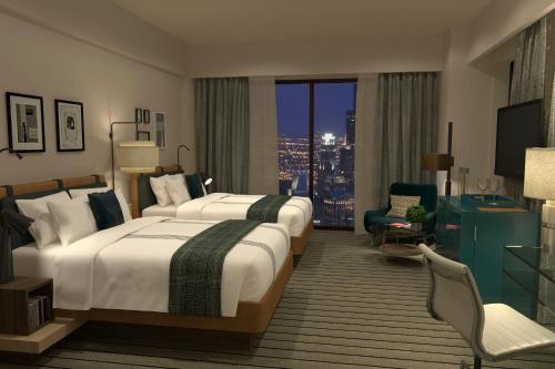 Double Room with Two Double Beds and Accessible Shower - Disability Access