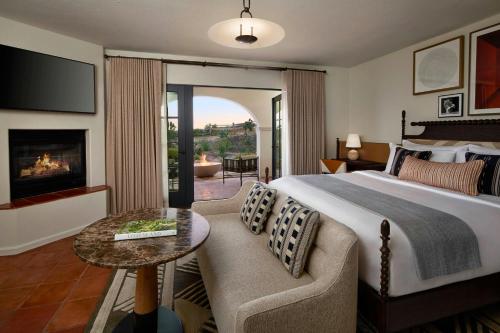 King Room with Fireplace and Partial Ocean View