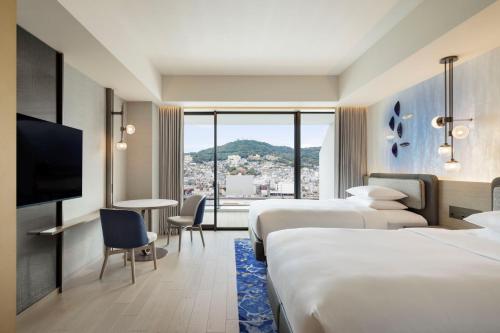 Premium Double Room with Two Double Beds, Balcony and Mountain View
