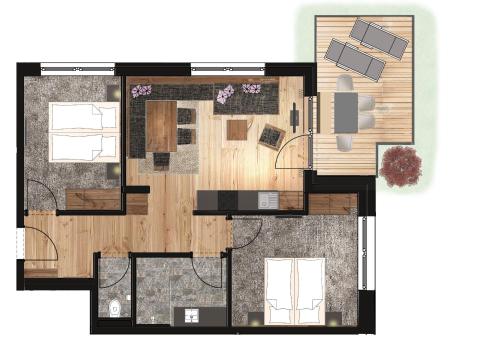 Comfort Two-Bedroom Apartment with Balcony