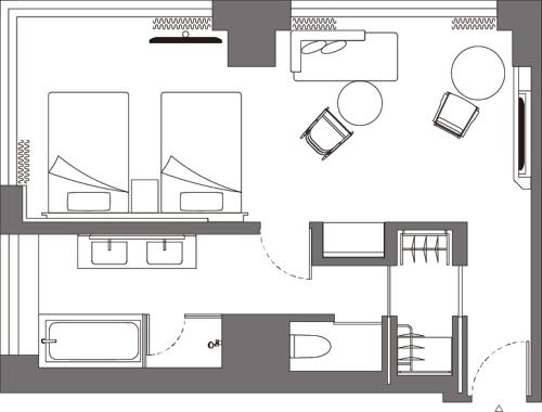 Scenic Corner Twin Room with City View - High Floor