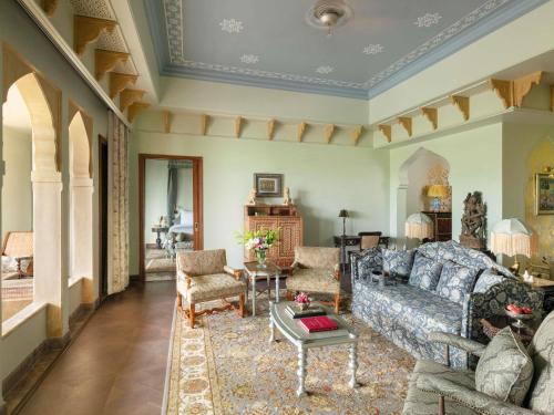 Rajmata Two-Bedroom Presidential Suite with Pool: Airport Transfers in luxury vehicle, 01 Bottle of champagne, INR 5000 hotel credit once during the stay. One 60-minute spa therapy for couple, Evening Hi-Tea at Safir/ Sundowner session with Bartender for