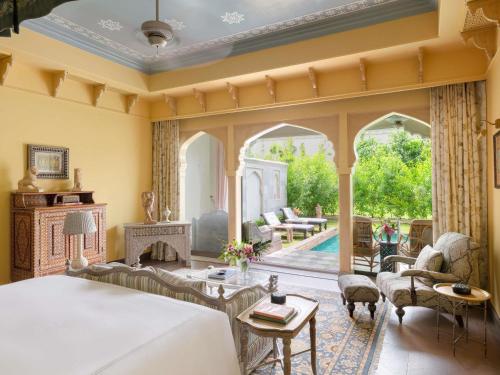 Princess One King Bedroom Suite with Pool: Airport Transfers in luxury vehicle, INR 5000 hotel credit once during the stay. One 60-minute spa therapy for couple. Evening Hi-Tea / Sundowner with Bartender for 1 hour, Butler & 30% off on Property Services
