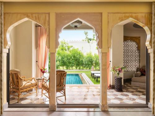 Princess One King Bedroom Suite with Pool: Airport Transfers in luxury vehicle, INR 5000 hotel credit once during the stay. One 60-minute spa therapy for couple. Evening Hi-Tea / Sundowner with Bartender for 1 hour, Butler & 30% off on Property Services
