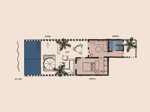 One-Bedroom Luura King Suite with Pool, Terrace and Sea View and Sofa Bed