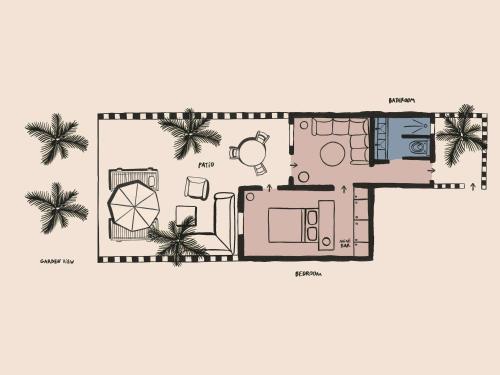 One-Bedroom Garden King Suite with Terrace, Garden View and Sofa Bed