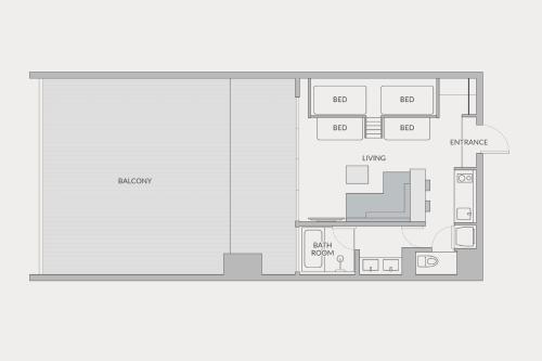 Bunk Bed Room with Terrace and Ocean View - West Wing