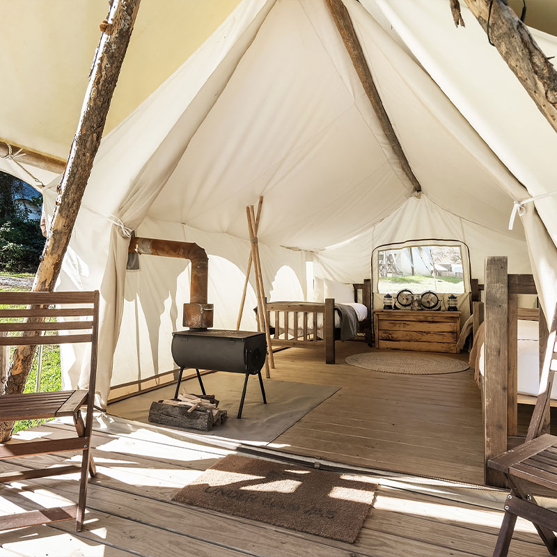 Safari Tent with Three Twin Beds and Shared Bathroom