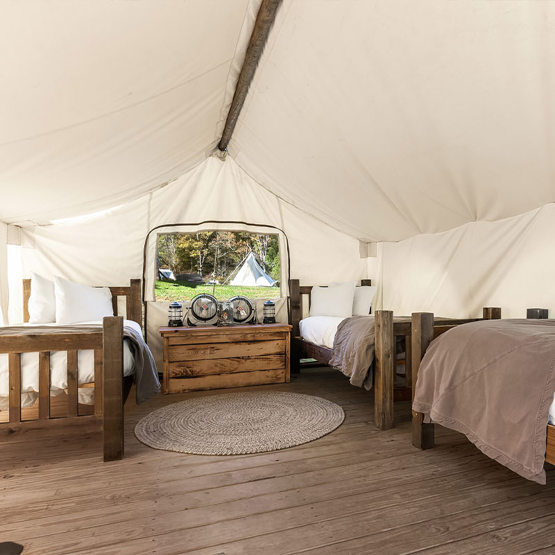 Safari Tent with Three Twin Beds and Shared Bathroom