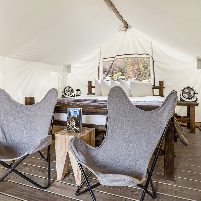 Safari Tent with Shared Bathroom and Kids Tent