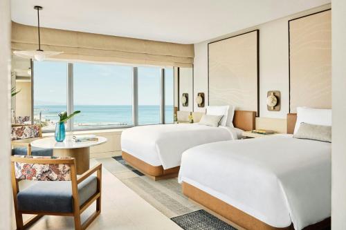 Panorama Double Room with Two Double Beds and Partial Sea View